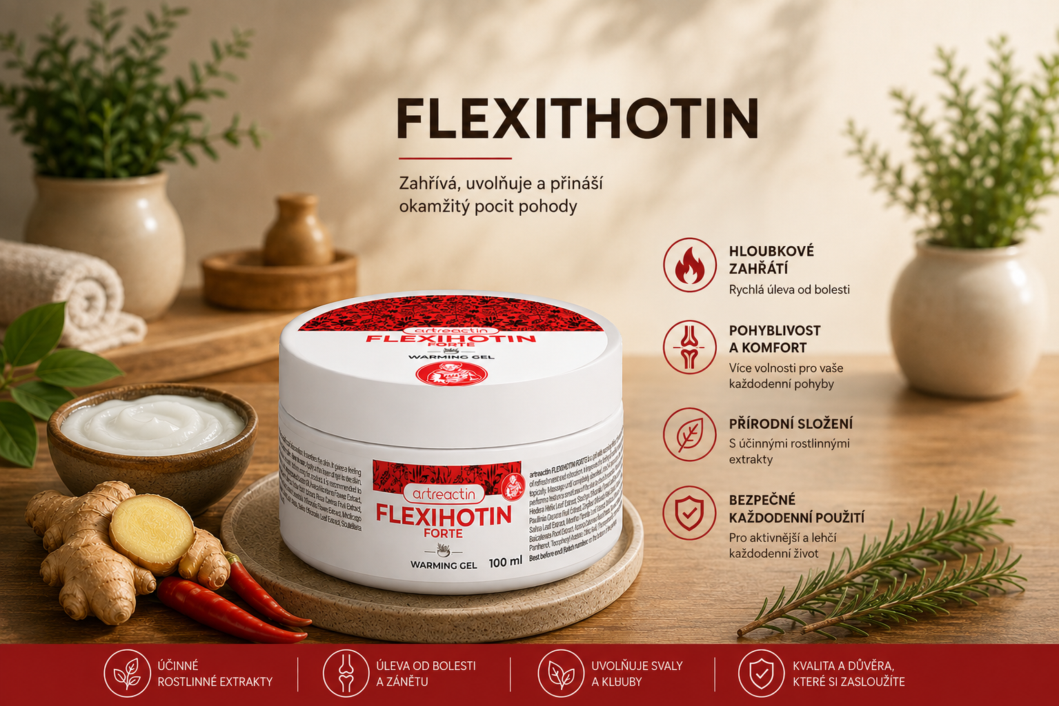 Flexihotin Forte hřejivý gel na klouby
